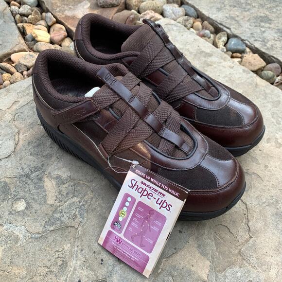 NEW! Skechers Shape-Ups Brown Leather Z Strap Hook and Loop Size Women's 9 - Picture 1 of 8